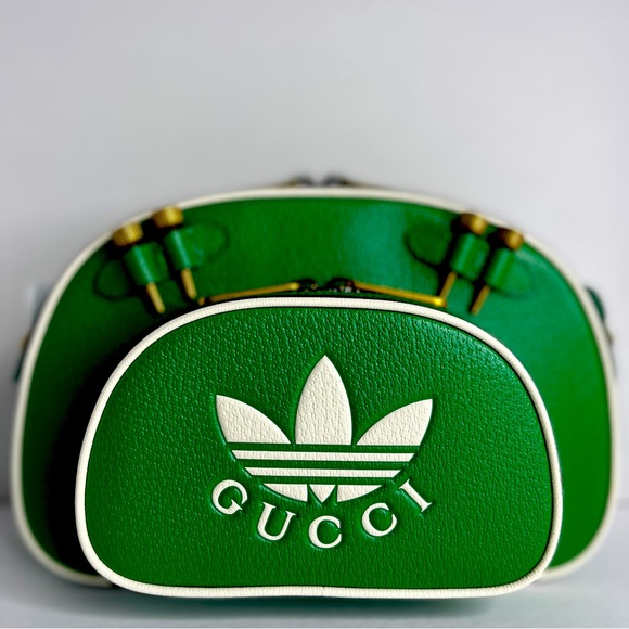 GUCCI x Adidas 721713 Green Golf Shoulder Bag Crossbody Leather Logo COLLECTOR - Picture 2 of 15